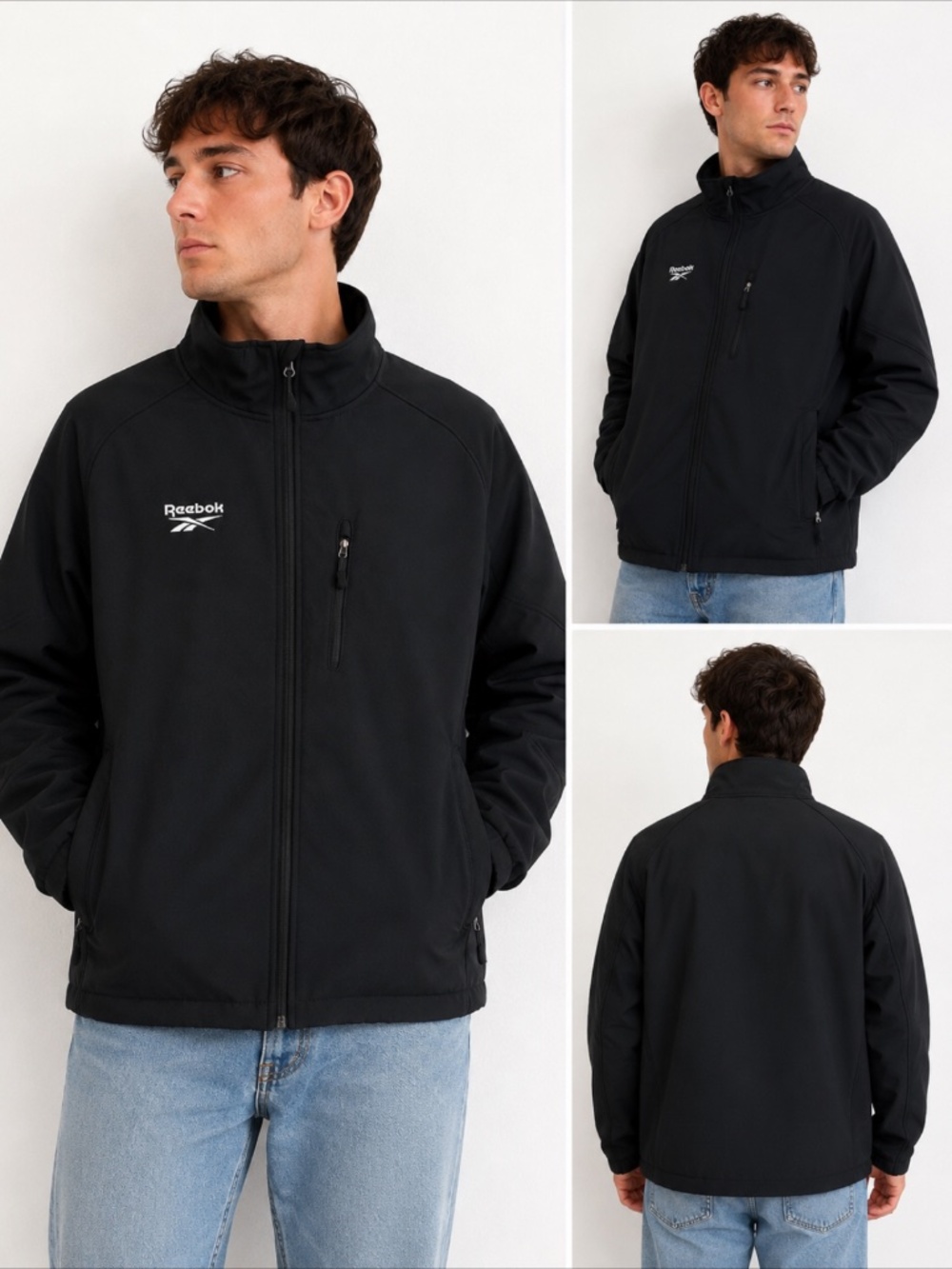 Reebok Black Softshell Performance Jacket Men’s XL Full Zip Fleece Lined